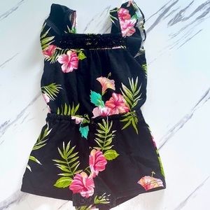 The Children’s Place Girl’s Black Floral Romper Sz 12-18mo